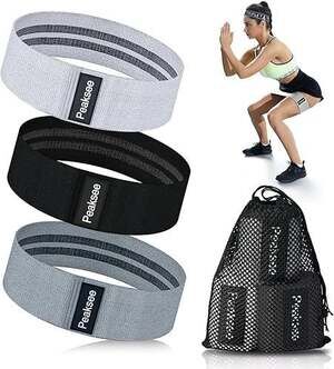 Peaksee Fabric Resistance Bands Set of 3 - Non-Slip Booty Bands for Glutes, Legs